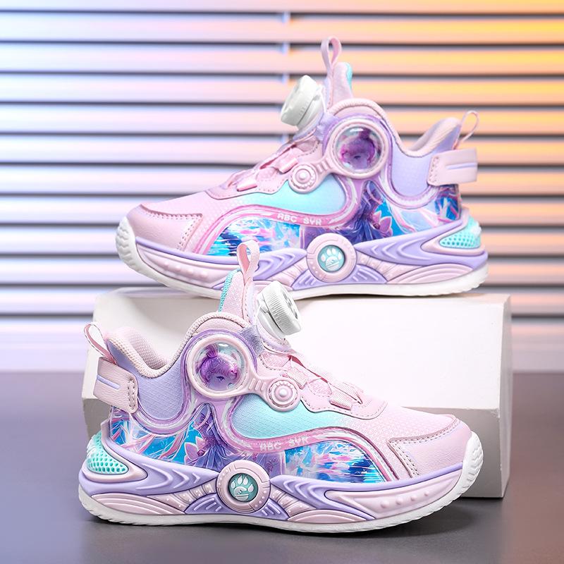 Girls' shoes basketball shoes spring and autumn leather surface lightweight children's sports shoes medium and large children's non-slip and wear-resi