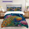 Peacock Pattern Bedding Quilt Set Quilt Cover Pillowcase Home Decoration Birthday Gift (1 * Duvet Cover + 2 * Pillowcase, Without Core)