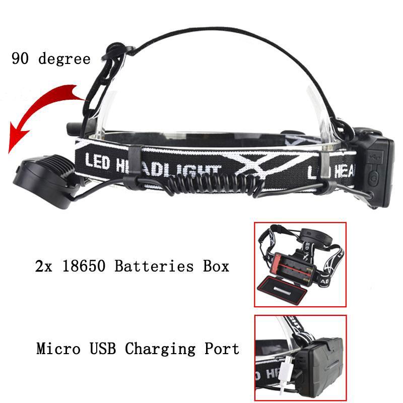 8LED USB Charging T6 Strong Light Head Lamp 4T6+COB+2Red LED HeadLamp Flashlight Torch Lanterna Head Light for Camping Search