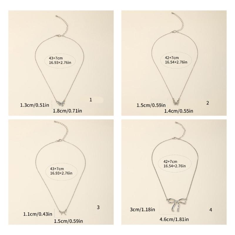 Fashionable Bow Necklace Bowknot Pendant Neckchain Adjustable Chain Choker Handmade Collarbone Chain Gifts for Women