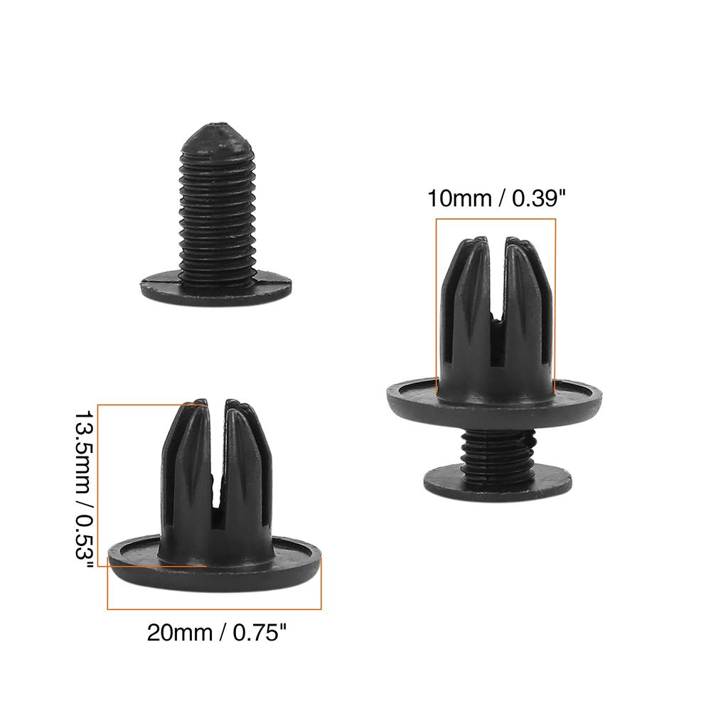 uxcell Push Rivet Retainer Fasteners, Plastic, Total Length: 0.6 inches (16.8 mm), Pack of 20