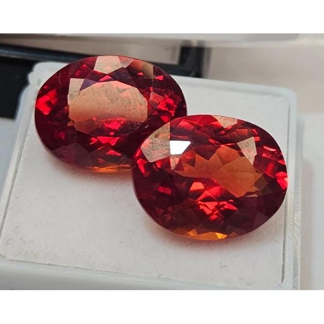 Beautiful Fire Opal Mexican Oval Cut 20+ Ct Pair Certified Loose Gemstone