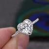 Luxury Silver Heart Ring for Women Exquisite Fashion Metal Inlaid White Zircon Stones Wedding Ring Engagement Jewelry