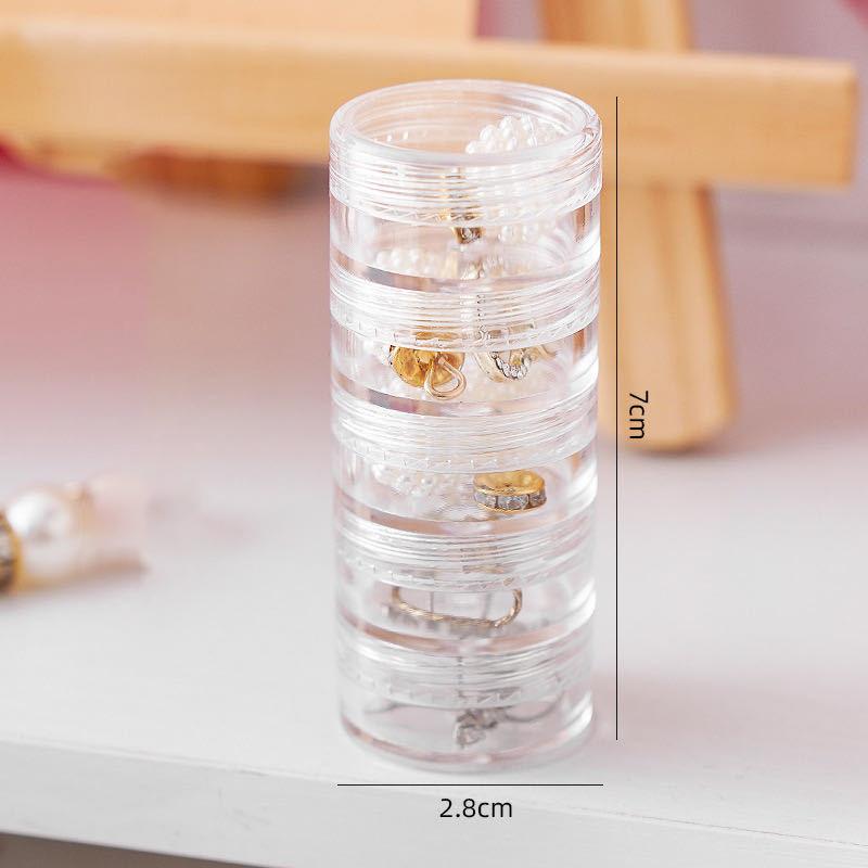 Five-Tier Mini Travel Jewelry Box For Women, Transparent Pill Organizer, Earring Storage Box For Girls;