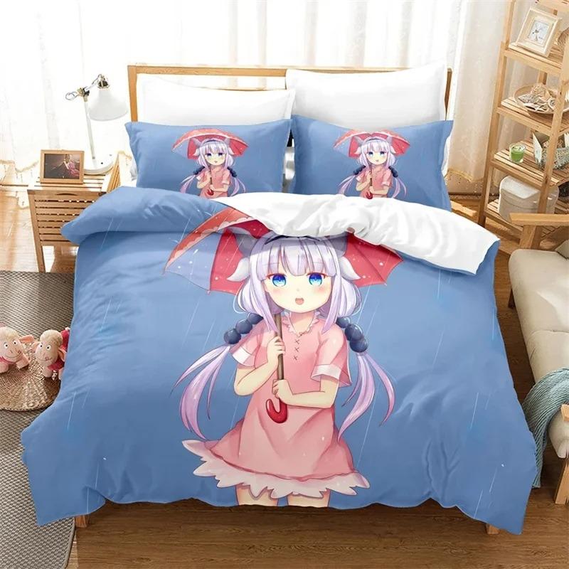 3D Printed Miss Kobayashis Dragon Maid Bedding Set Anime Kanna Duvet Cover Double Twin Full Queen King Adult Kids Quilt Cover