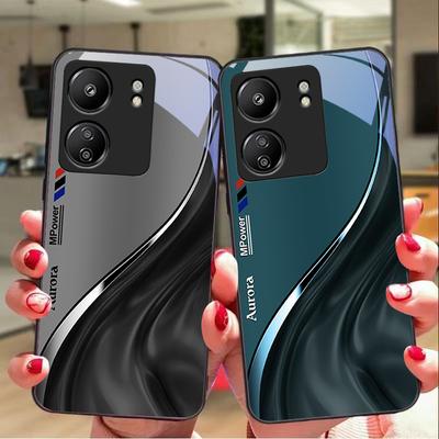 Wasserflussmuster für Xiaomi Redmi 13C Note13 12 Pro Plus 5G Note 9 13T Pro POCO X6 F5 F6 Schwarze Handyhülle aus gehärtetem Glas