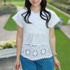 ZANZEA Women Summer Round Neck Short Sleeve Hollow Blouse