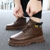 Vintage Men Platform Ankle Boots Autumn Winter British Chelsea Leather Boots Outdoor Non Slip Warm Casual Work Boot Botas Hombre