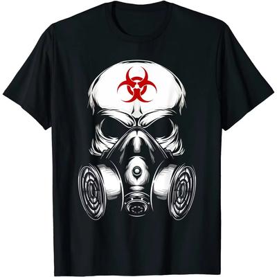 Biohazard Gas Mask Skull T-Shirt. Premium Cotton Short Sleeve O-Neck Mens T Shirt New S-3XL