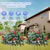 Pre-lit Christmas Tree Urn Filler Battery Operated Artificial Xmas Tree with Cones Berries Holiday Porch Planter Filler with Tripod Stake And