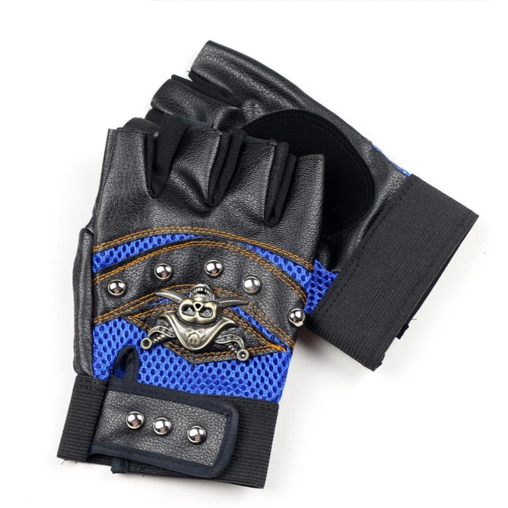 Skull Half Finger Leather Gloves