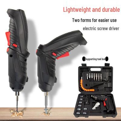 Rechargeable Mini Electric Screwdriver & Hand Drill Set - Multifunctional, Deformable, Lithium Battery-Powered for Household Use
