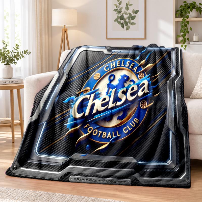 Chelsea FC Printed Flannel Blanket Warm Comfort Bed Throw For Indoor Home Decoration