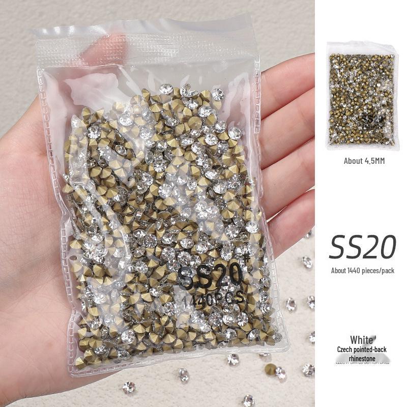 Pointed Bottom Czech Rhinestones for Nail Art - Glass Transparent Accents for Nail Decorations