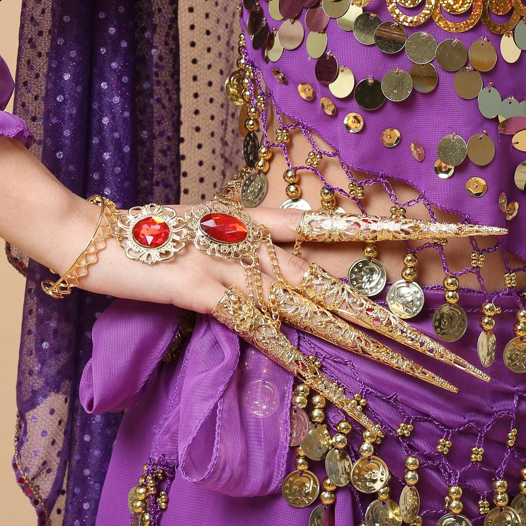 Indian Dance Costume: Extended Jewelry and Thousand-Hand Guanyin Sleeves for Xinjiang Ethnic Style Performance