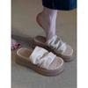 Height-increasing thick-soled pleated slippers for women's summer wear 2025 new fashion and high-end sense of beauty with skirt cool slippers