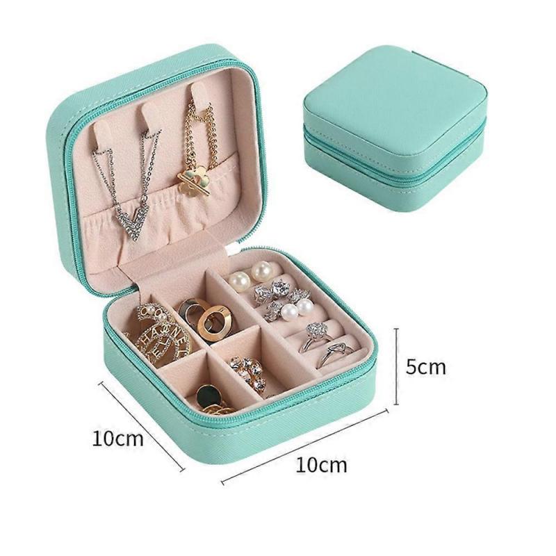 Portable Mini Jewelry Organizer Box, Small Travel Square Jewelry Display Box, PU Leather Earring Ring Necklace Case