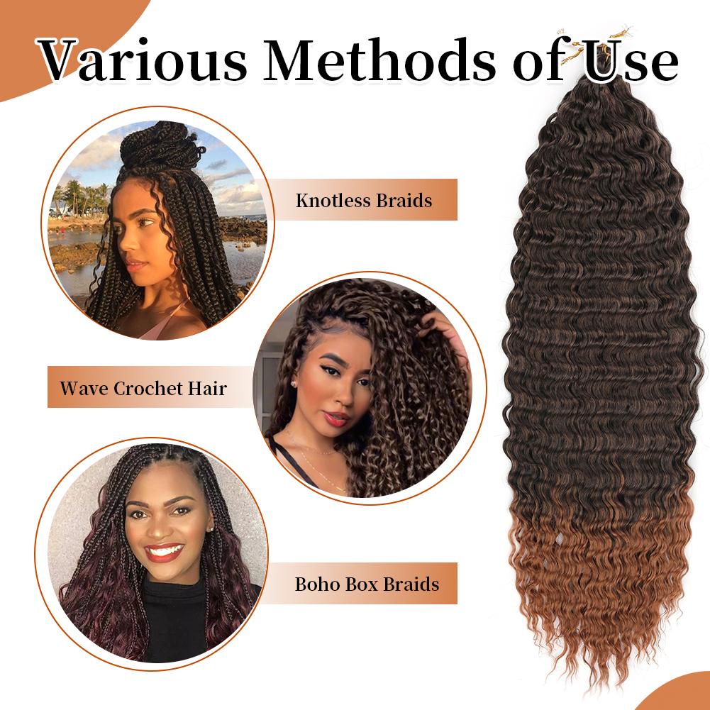 Ocean Wave Crochet Hair Long Deep Wave Curly 22 inch Braiding Hair Soft Synthetic Curly Crochet Hair For Women