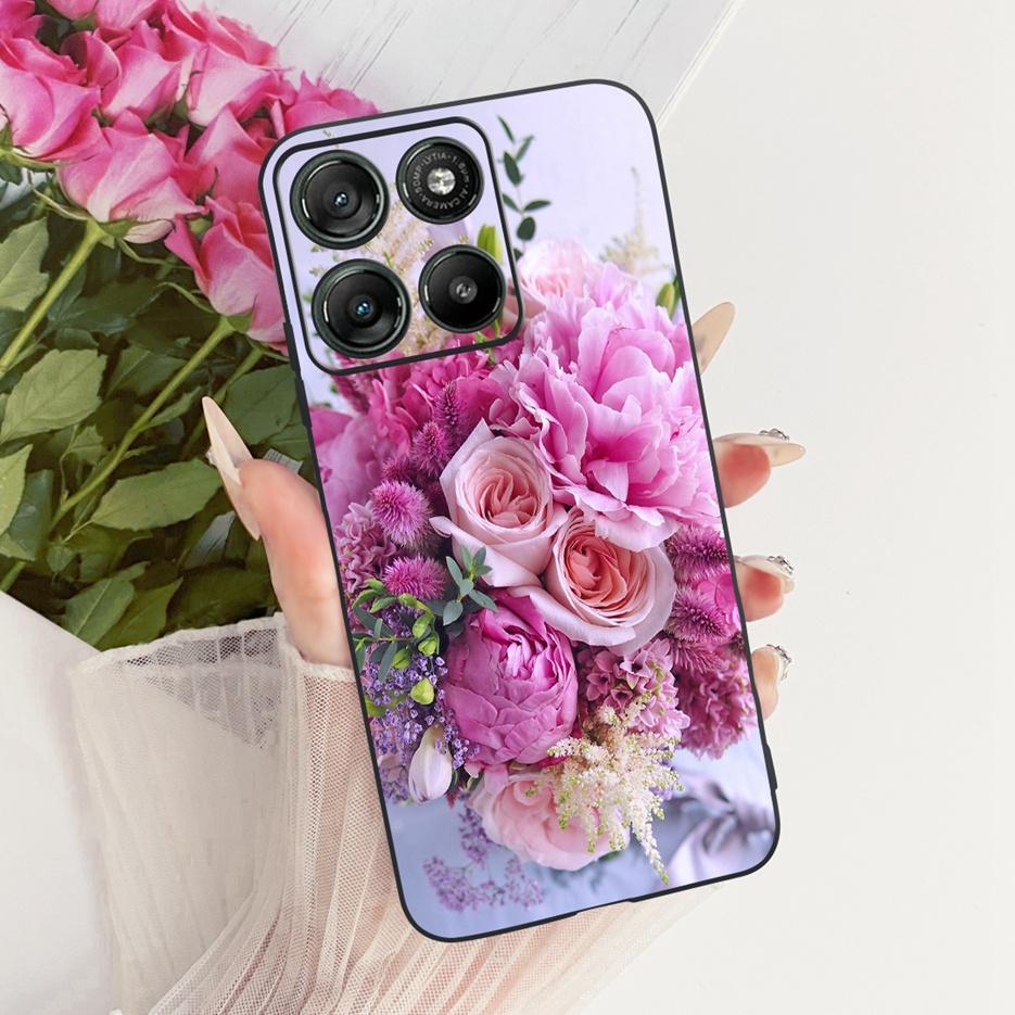 For Motorola Moto G57 Power Case XT2537-5 Cute Cat Flowers Painted Cover Soft TPU Phone Cases For Moto G67 Power G57Power Fundas