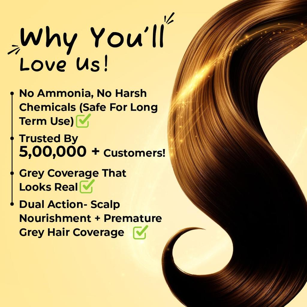 Sunny Herbals Coloração para Cabelos Castanho Escuro 20g X Pacote com 6 | Tonalidade Natural de Longa Duração | Cabelo Macio e Brilhante Unissex