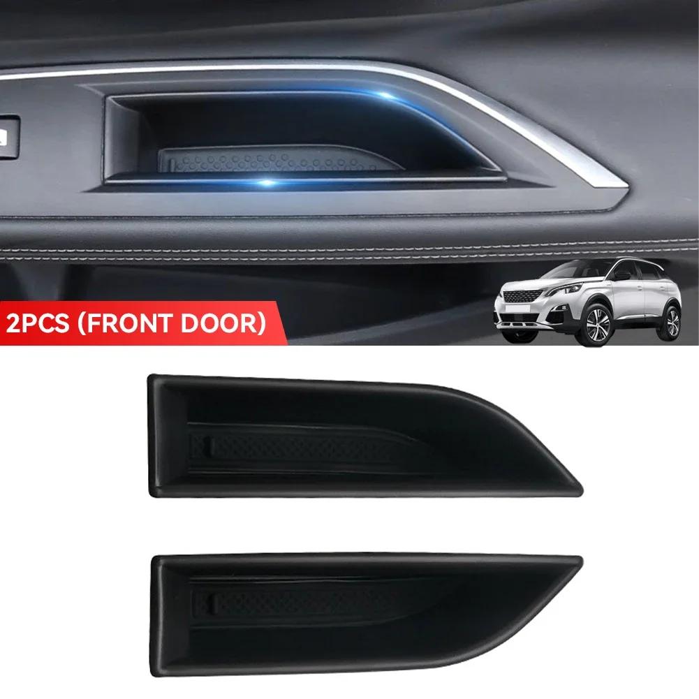 2Pcs For Peugeot 3008 3008GT 4008 5008 2016-2020 Car Door Handle Armrest Storage Box Container Holder Tray Auto Accessories