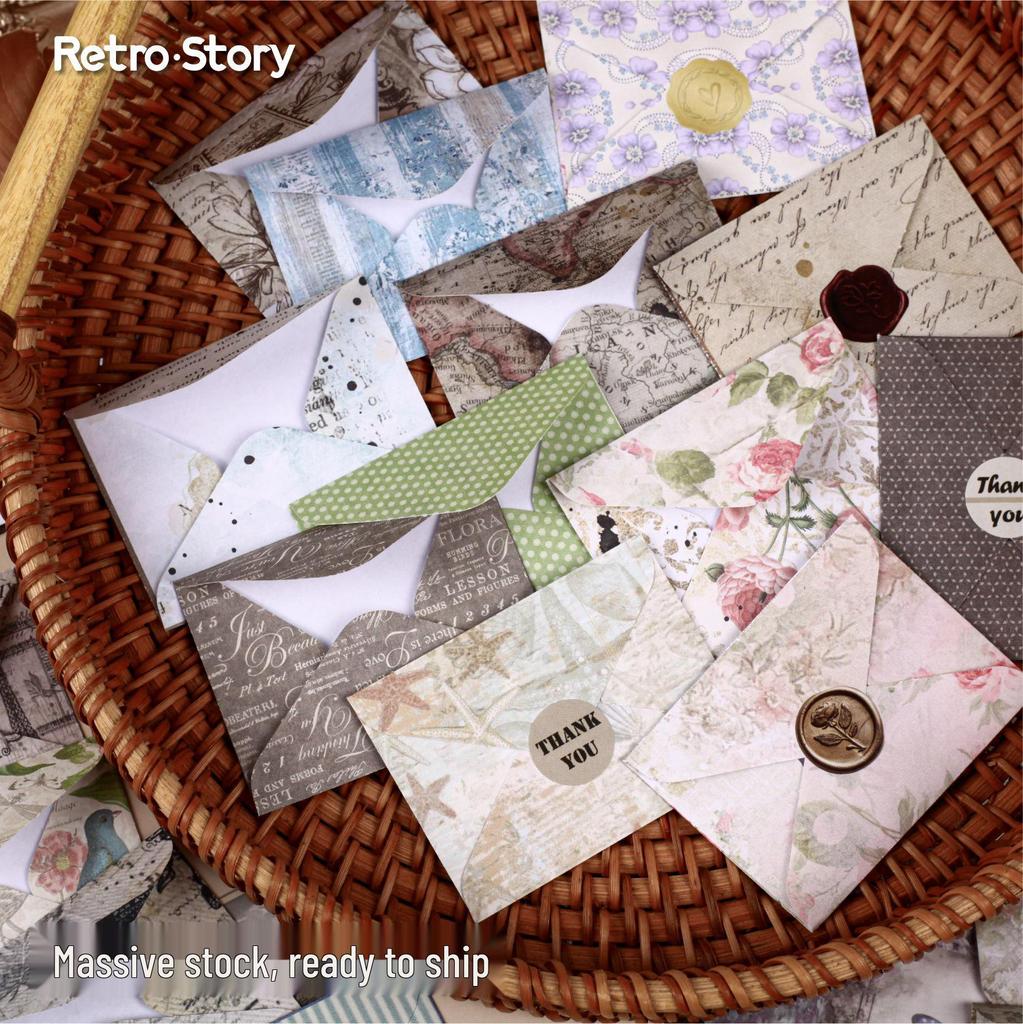 RetroStory Mini Mail Series: 20 Sheets of Creative Decorative Stickers and Collage Envelopes