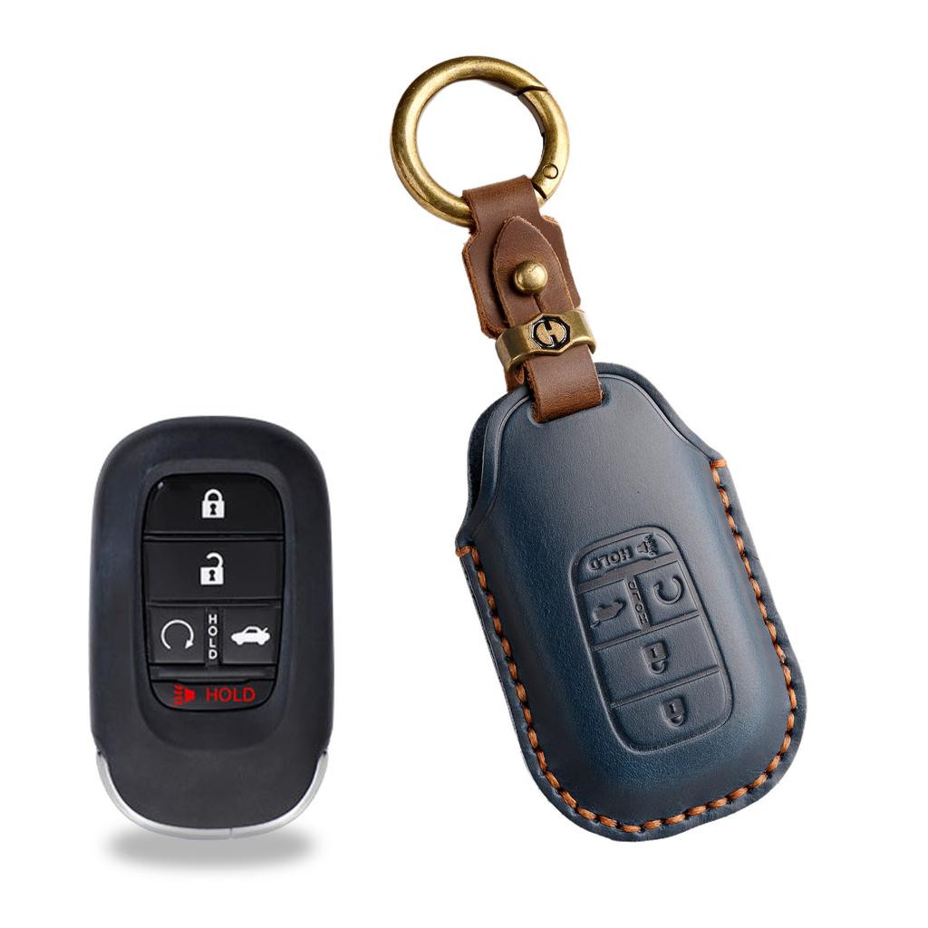 The New Retro Key Cover Is Suitable for The New Honda Accord Civic Handmade Leather Car Keychain.