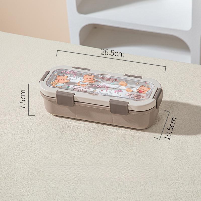 Cartoon Lunch Box Safe Rectangle Shape 304 Stainless Steel Office Workers Compartment Rectangle Container Food Preservation