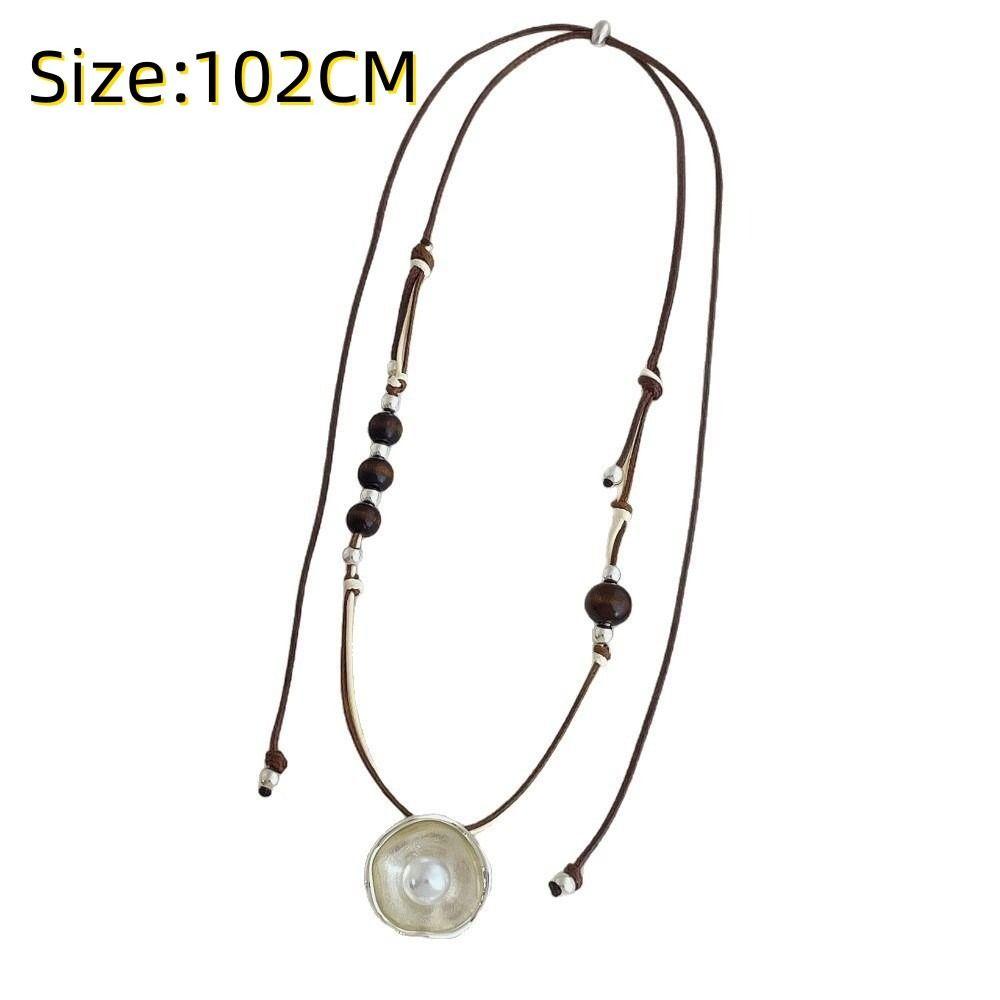 Imitation Pearl Beads Sweater Chain French Irregular Round Double Layered Rope Chain Women