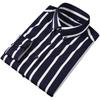 Men's Business Casual Striped Long Sleeve Shirt with Button-Down Collar
