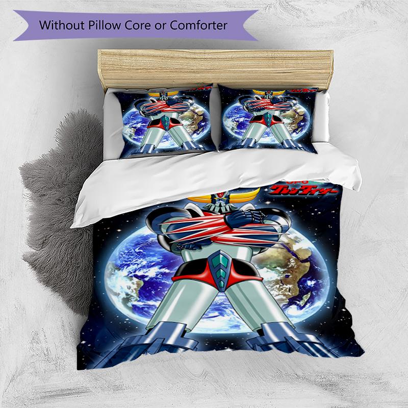 3pcs UFO Robot Grendizer7 Design Cover Set - HD Printed Bedding with 1 Cover and 2 Pillowcases - Perfect for Home and Dorm Decor