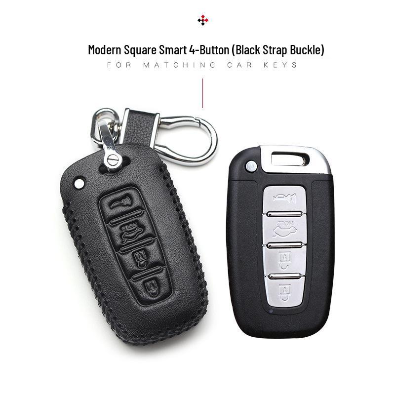 Hyundai Genuine Leather Key Case for Santa Fe, ix35, Mistra, Elantra, Reina, Veloster, Sonata