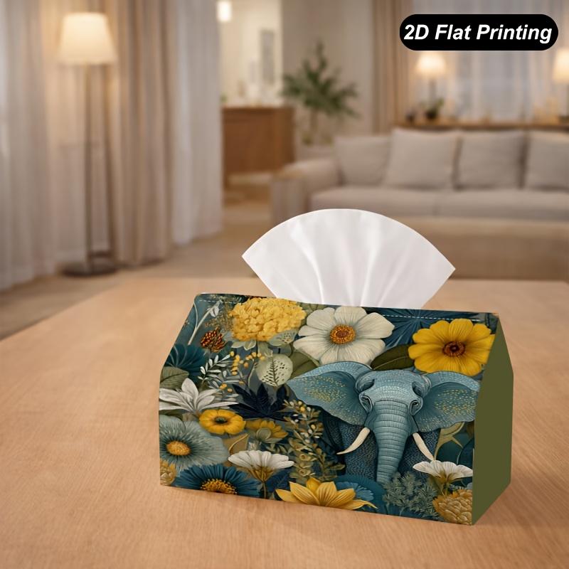 1pc 2D Flat Dreamy Elephant Pattern Decorative Tissue Box, Suitable for Home, Car, Kitchen, Bathroom, Material Daily Use Tissue Box, Desktop Decoratio