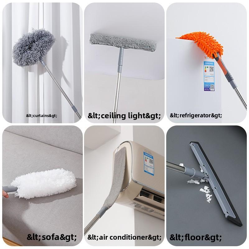 Electrostatic Dust Duster Retractable Long Pole Lint-Free for Ceiling Fan Window Sill Home Household High-Reach Dusting Tool
