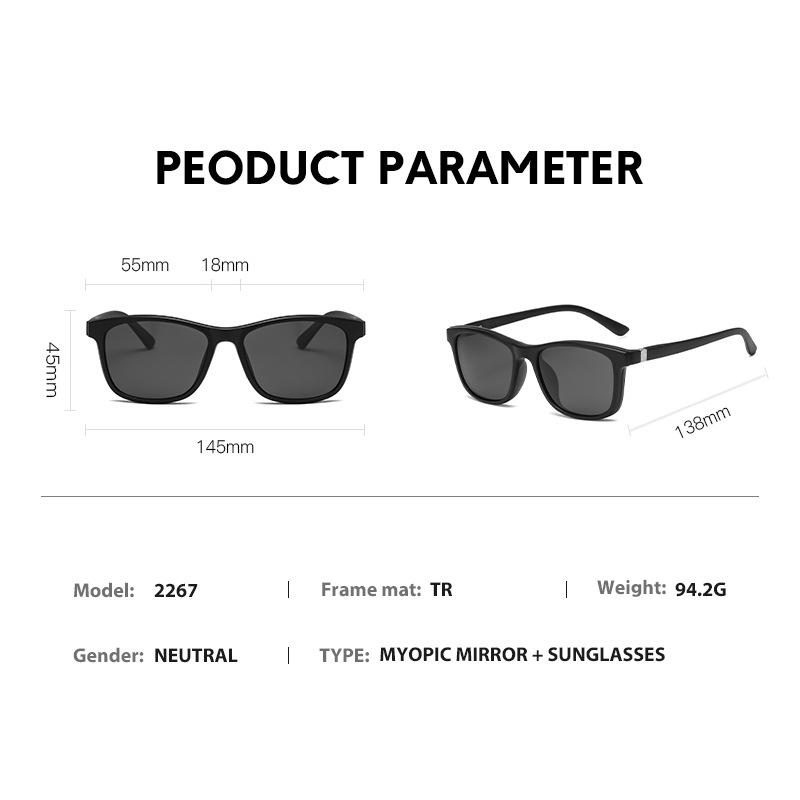 Retro Magnetic Sunglasses Set Men'S And Women'S Spring Leg Glasses Frame Interchangeable Clip Polarized Sunglasses 2267