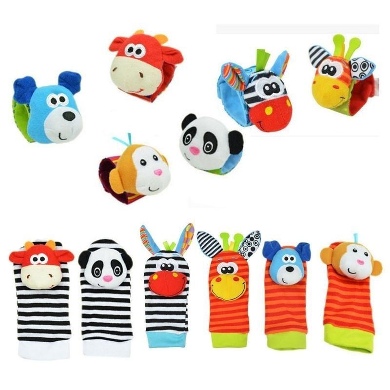 Baby Infant Developmental Wrist Strap Foot Socks Rattle Bug Finders Toy