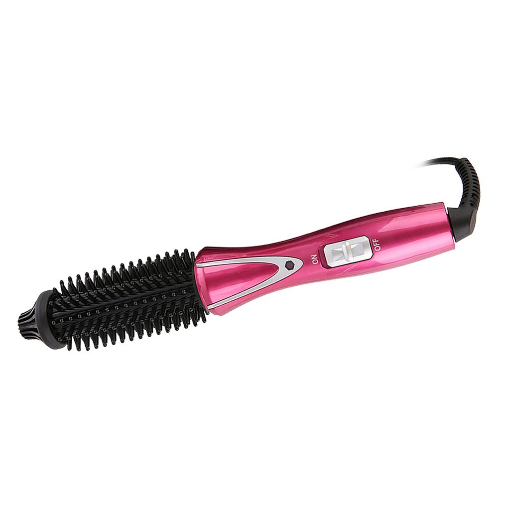 Foldable Heated Curling Brush Ceramic Glaze Coating Thermal Brush 30W Anti Scald Wine Red EU Plug 100 240V