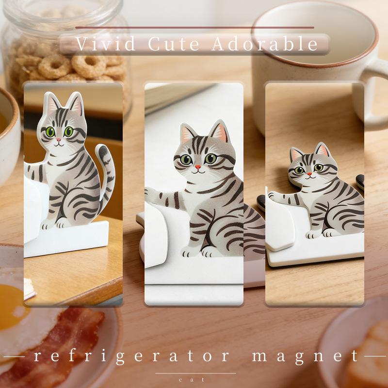 Refrigerator Magnets Cat Pushing Vase Decor Cat Whisker Collection Memorial Box Fridge Magnet Home Office Decoration For Gift