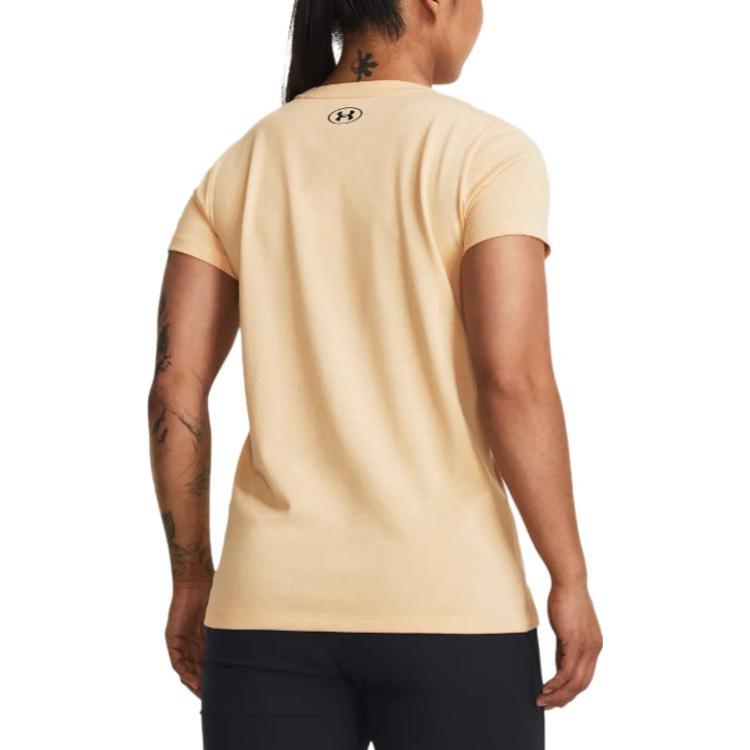 Under Armour Animal Pattern Printed Crew Neck Short Sleeve T-Shirt Women Tops Fangshan-Yellow 1380764-792