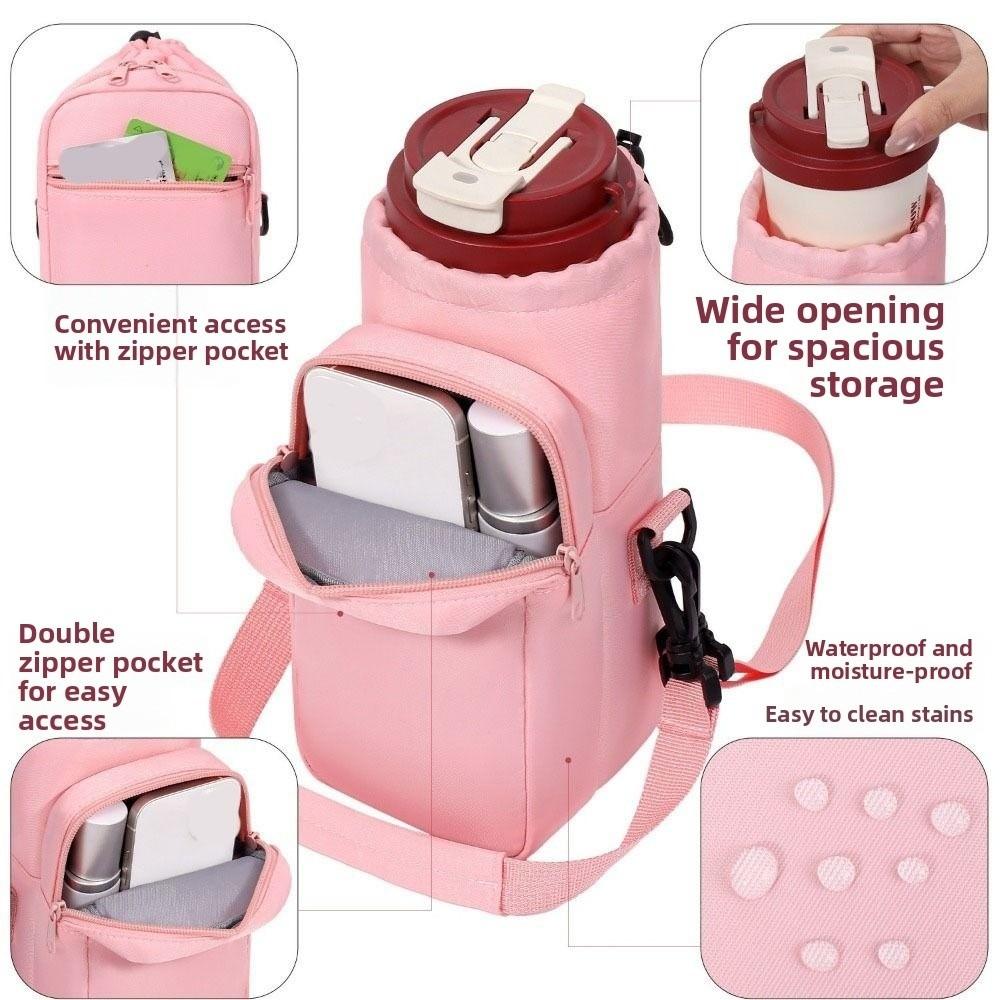 Adjustable Shoulder Strap Crossbody Water Bottle Bag Insulation Water Bottle Carrier Bag  Walking