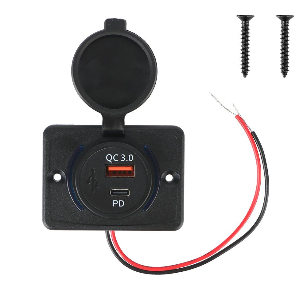 Car Charger USB Charger with Sliding Cap Fast Charge USB Charger Light Car Charger 12-24V QC3.0+ PD Car USB Port Charger