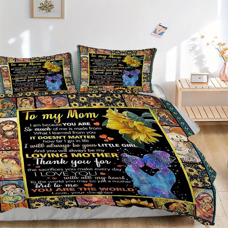 

3PCs Mother s Day Gift Design Cover Set, Breathable Fabric, Machine Washable (1 Duvet Cover + 2 Pillowcases) (Without Quilt) yy250911149 135x200cm