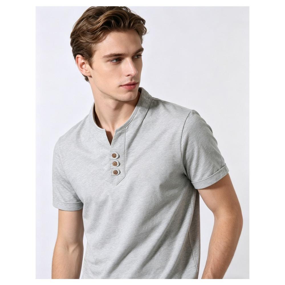 Men's Plus Size Henley Shirt (Up To 8XL) - 95% Cotton Short Sleeve Casual T-Shirt with Button Placket - Big and Tall Summer Top