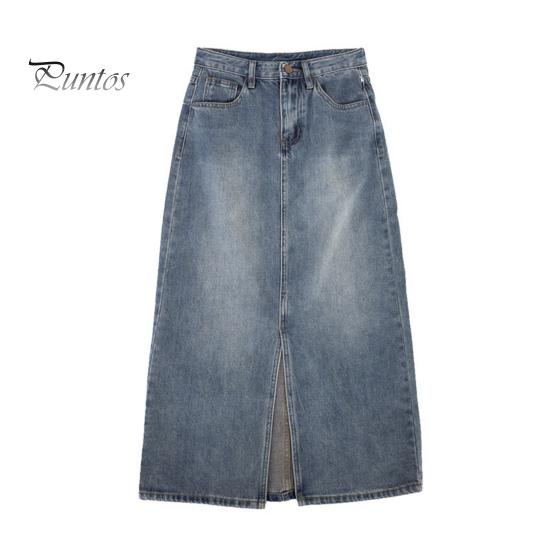 

Женская ретро-юбка-миди с высокой талией, джинсовая юбка на пуговицах и молнии с несколькими карманами, дизайн с разрезом спереди, джинсовая юбка из стираной ткани XL темно-синий
