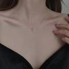 S925 Sterling Silver Square Double Ring Necklace Female Korean Version Fashion Niche Design Geometric Pendant Simple Collarbone Chain Tide