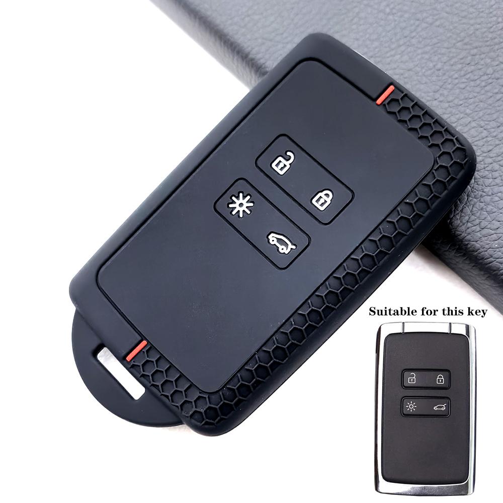 3 4Button Silicone Car Key Cover For Renault Kadjar Captur Clio Megane 2 3 4 Rs Koleos Logan Scenic Duster Card Case Accessories