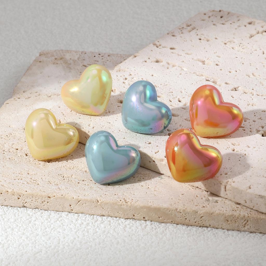 New Stud Earrings Set Love Macaron Stud Earrings French Three-dimensional Pleated Love Earrings