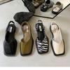 Backempty bag head sandals spring and summer new flat-bottomed fairy style square head single shoes French retro sandals outer wear
