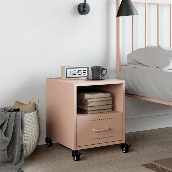 VidaXL Pink Bedside Table 36x39x43.5 Cm Steel, Cabinet, Bedroom Furniture, Phone Stand, Cabinet 846706