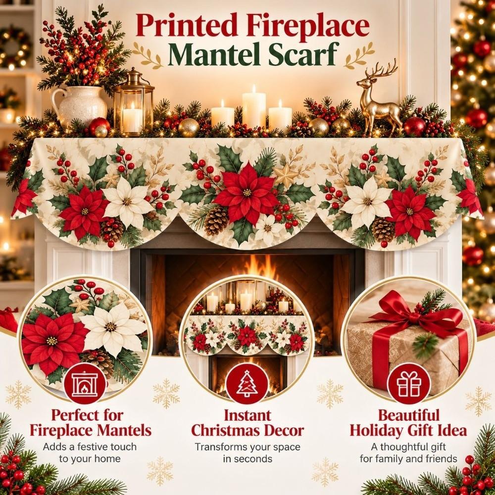 Impact-resistant Christmas Fireplace Scarf Stain-resistant Xmas Fireplace Cover New Year